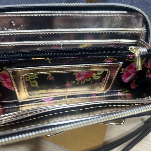 Besty Johnson XoXo Gold Bow Wallet Black & White - Picture 6 of 13